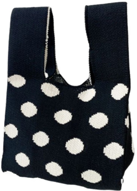 Sayaka 紗彌佳 日系手作工藝可愛圓點毛線編織手提包, 黑色