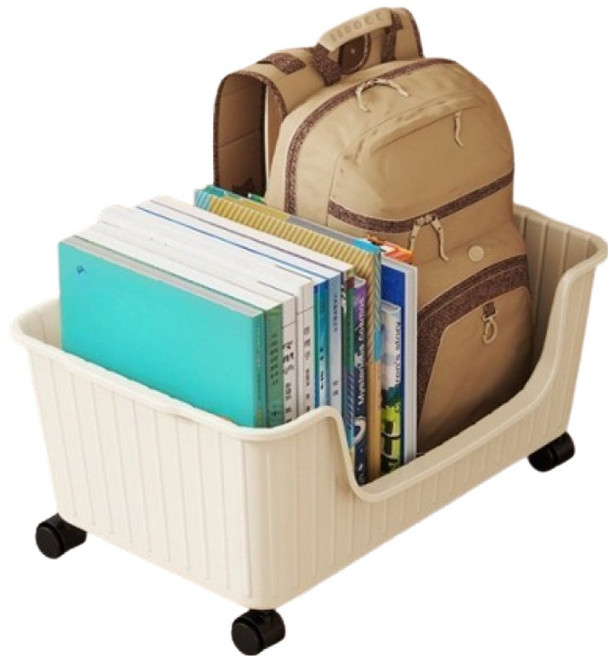 데일블룸 이동식 북카트 바퀴 수납함 책꽂이 트롤리 특대형, 크림색, 1단