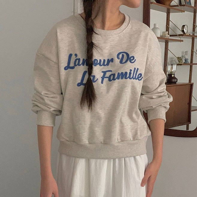 플랜데이 여성용 빌론 자수 루즈핏 맨투맨