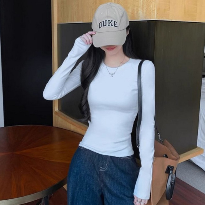 라라온 여성용 슬림핏 베이직 긴팔 무지 티셔츠 TSP2955