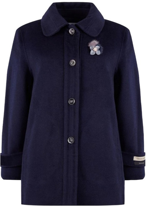 크로커다일 레이디 여성용 플라워 포인트 캐시미어 모 혼방 핸드메이드 보온 코트 CLBWCT105