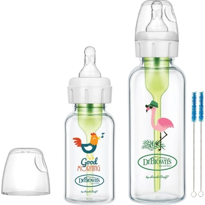 닥터브라운 데코 내로우 유리젖병 120ml + 250ml 세트, 흰색, 1세트 - 쿠팡