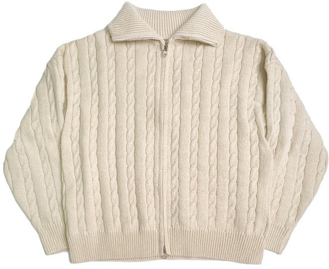 플랜데이 여성용 피턴 하이넥 꽈배기 니트 집업