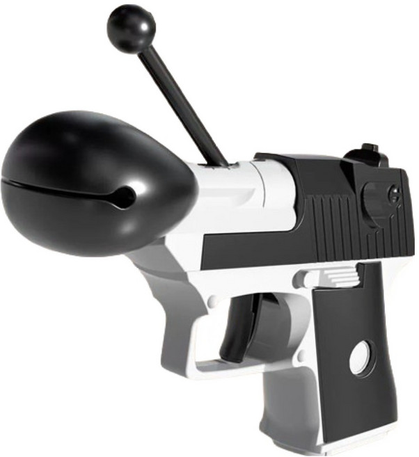 살림만렙 스트레스 해소 기상 유도 목탁 장난감총, 블랙, 1개