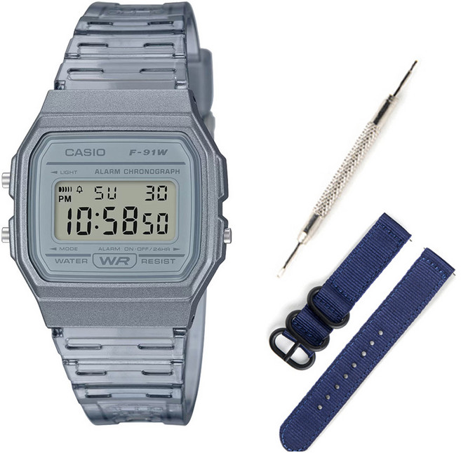 CASIO 卡西歐 數位電子錶 F-91WS-8D NATO錶帶 工具