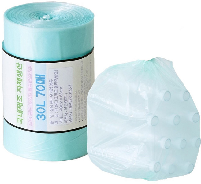 뜯어쓰는 배접형 다용도 분리수거 재활용 롤백 비닐 실속 쓰레기봉투 70p, 1개, 30L