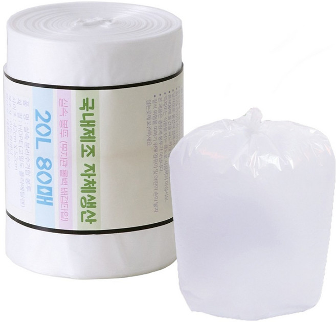 뜯어쓰는 배접형 다용도 분리수거 재활용 롤백 비닐 실속 쓰레기봉투 80p, 1개, 20L
