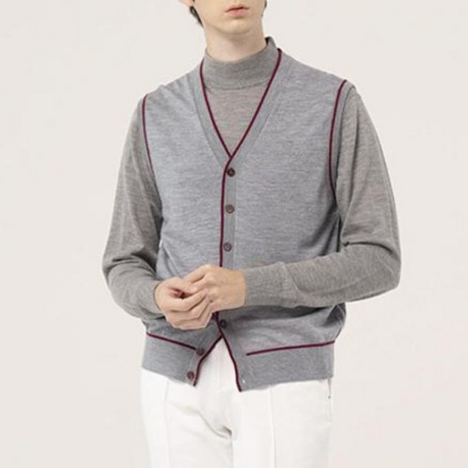 GARMENT GOLF 男士羊毛全開襟針織背心 GMKVC315