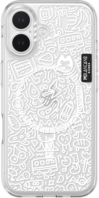 모란카노 크리스탈 컬러 맥세이프 투명 라인아트 디자인 휴대폰 케이스