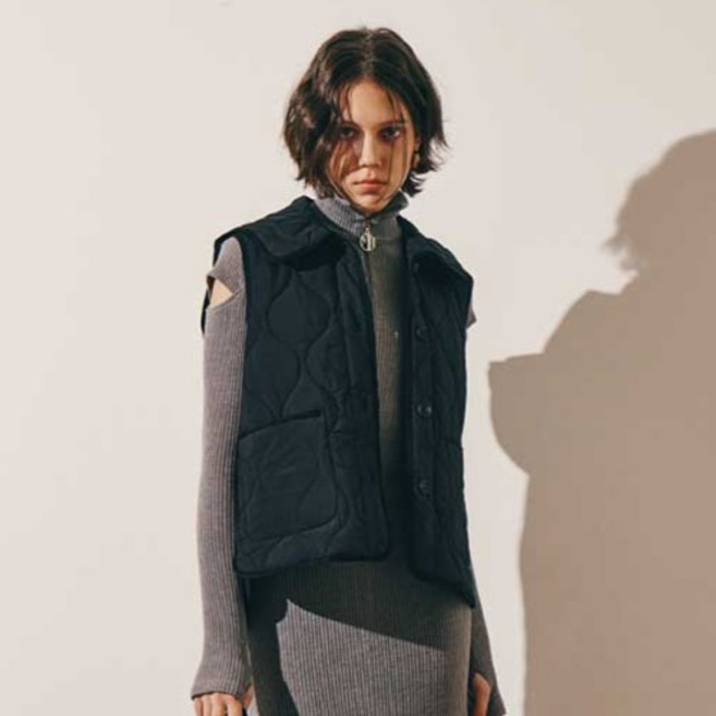 MibyY 女款 波紋絎縫連帽背心外套 Y25YJP021