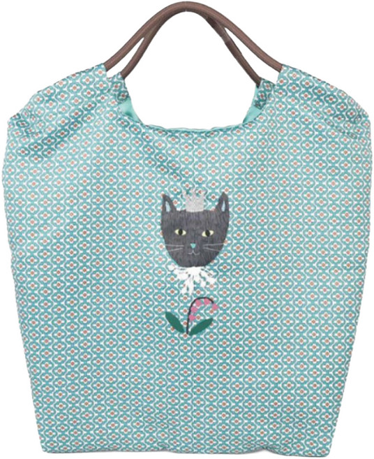 kUSUgURU JAPAN 日本眼鏡貓 Parlor Suzuran-do系列 水鑽皇冠 夢幻緞面 手提肩背傘繩購物三用包, 綠色