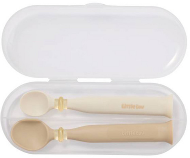 락앤락 리틀럽 셀프스탠딩 흡착 실리콘 스푼 2종 세트, 아이보리, 1세트