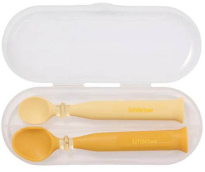 락앤락 리틀럽 셀프스탠딩 흡착 실리콘 스푼 2종 세트, 옐로우, 1세트