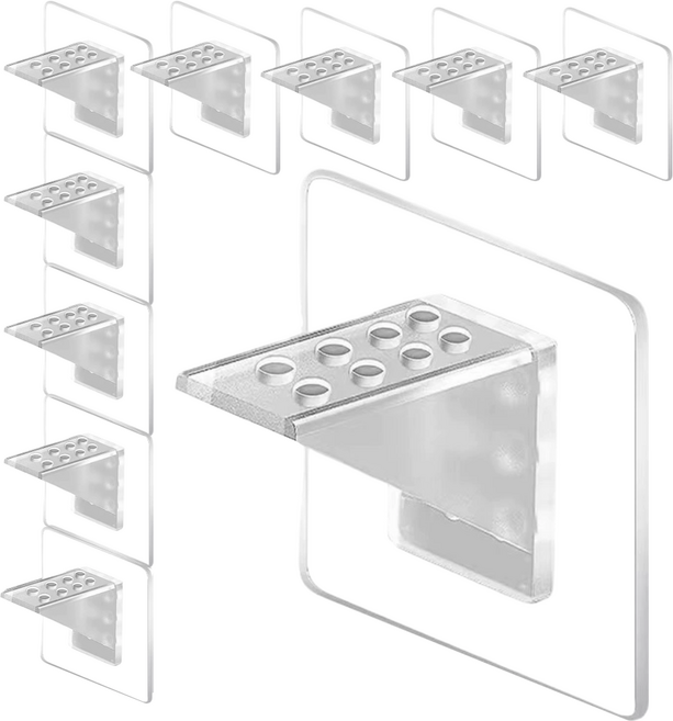 아워웍스 부착형 무타공 강력 선반 지지대, 투명, 10개
