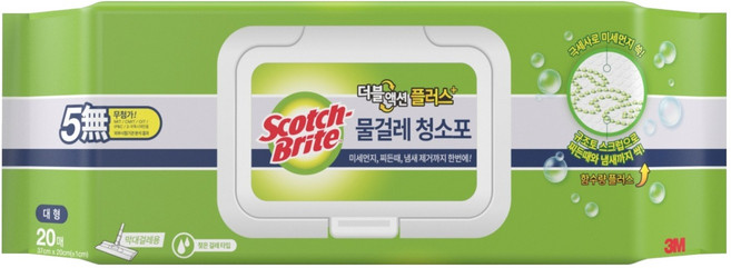 스카치브라이트 3M 더블액션 플러스 물걸레 청소포 20p, 1개