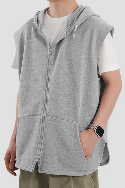 男款連帽雙向拉鍊背心馬甲 O2115