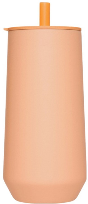 WOKY 沃廚 台灣公司貨 輕芯鈦瓷易潔層吸管保溫杯, 1個, 600ml, 夕映橘