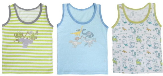 온웨어 남아용 순면 런닝 다이노 프렌드 3종 세트