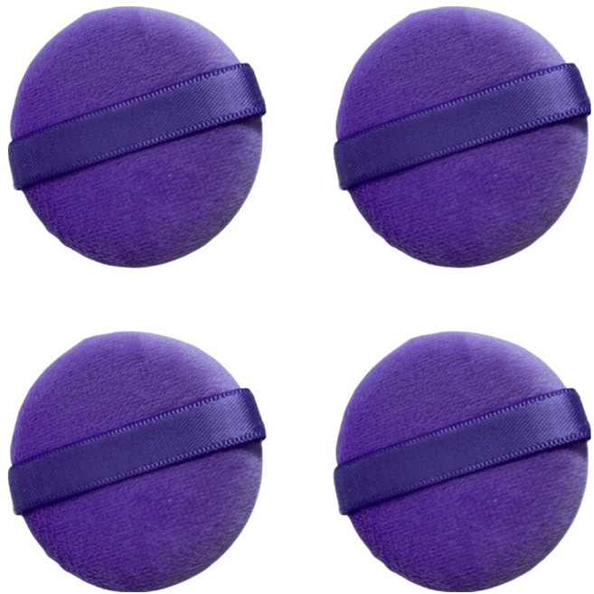 셀비아 벨벳터치 파우더퍼프 세트, 4개, 퍼플