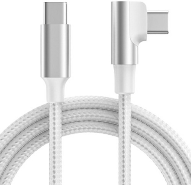 와이제이샵 C타입-C타입 90도 직각 60w 충전케이블, 화이트, 1개, 3m