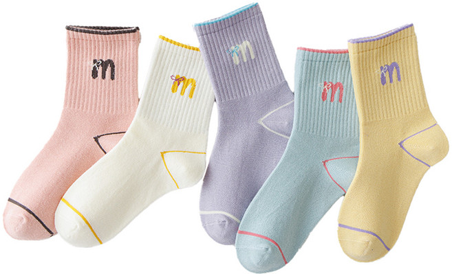 꼼제 아동용 파스텔 중목 양말 SKA03 5켤레 세트