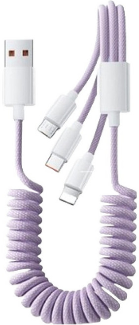 파워샷 감성충만 컬러풀 3in1 스프링 충전케이블, 퍼플, 1개, 1.5m