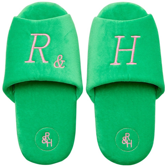 룸앤홈 벨벳 오픈형 룸슈즈, 그린, 1개