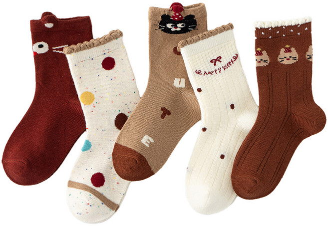 꼼제 아동용 냥이 중목 양말 SKA06 5켤레 세트