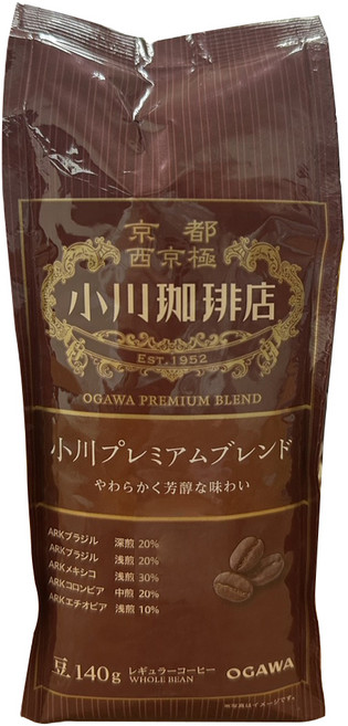 OGAWA 小川珈琲 淺焙芳醇咖啡豆, 1個, 140g, 全豆咖啡（未研磨）