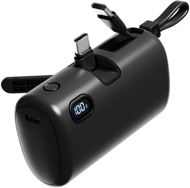 일리온 빌트인 대용량 도킹형 미니 보조배터리 10000mAh C타입, 블랙