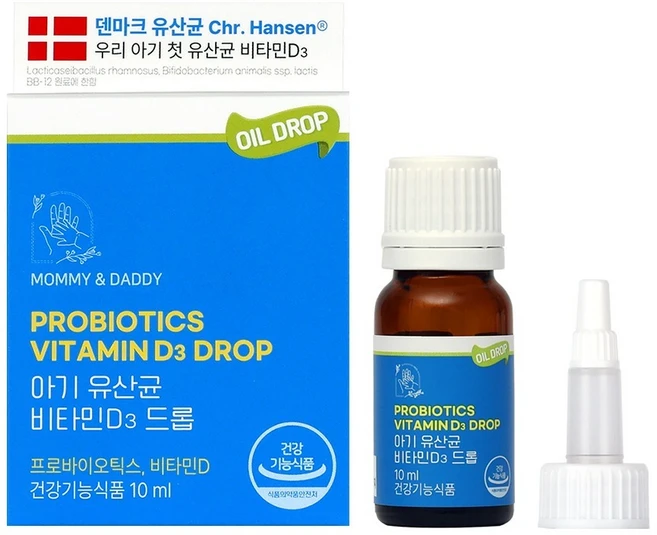 마미앤대디 아기 유산균 비타민D3 크리스찬한센 베이비 드롭, 1개, 10ml - 쿠팡