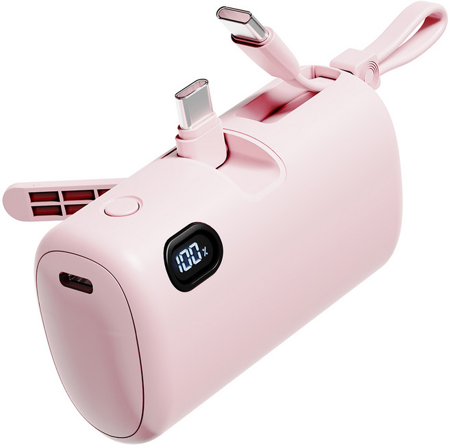 일리온 빌트인 대용량 도킹형 미니 보조배터리 10000mAh C타입, 핑크