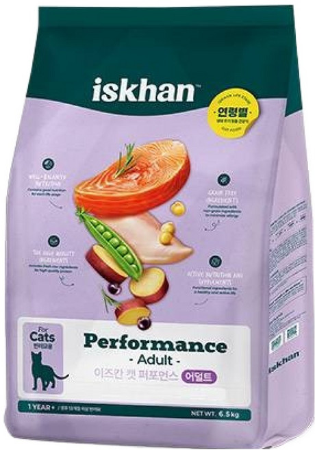 이즈칸 어덜트 캣 퍼포먼스 건식사료, 닭+연어, 6.5kg, 1개