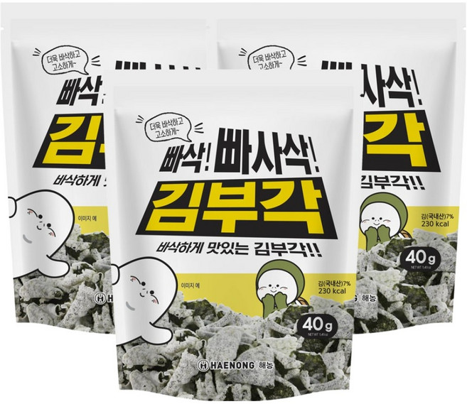 해농 빠삭빠사삭 김부각, 40g, 3개