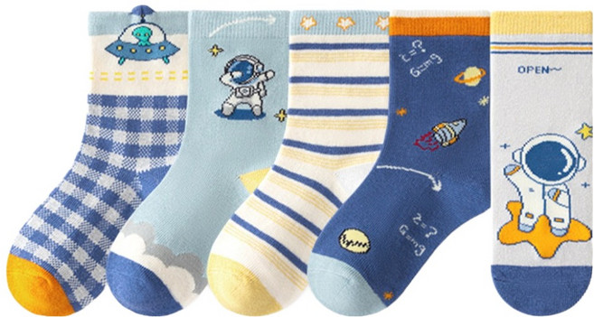 아이뿜 아동용 우주소년 양말 5켤레 세트 F149