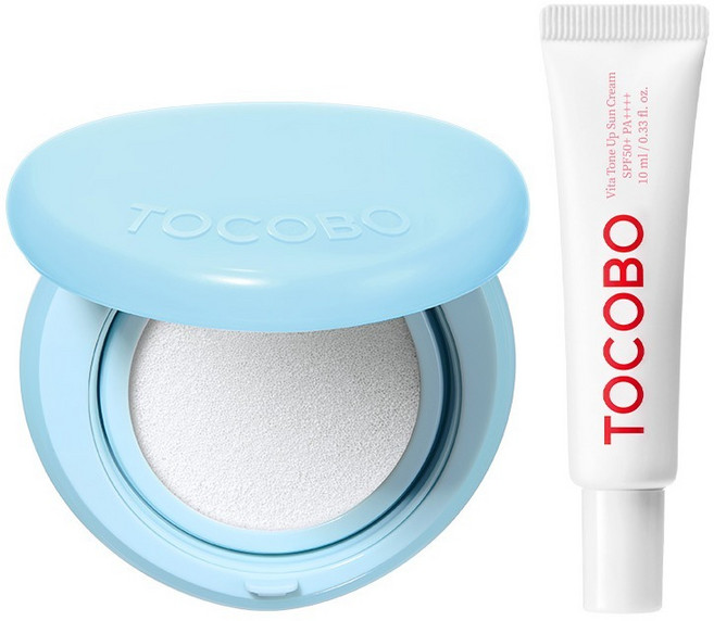 토코보 블러 피니쉬 선쿠션 13g 00 퓨어 + 비타 톤업 선크림 10ml SPF50+ PA++++ 세트, 1세트