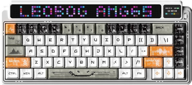 AULA 유무선 듀얼 스크린 기계식 키보드, 사이버 라이트, AMG65, 저소음 솜사탕축