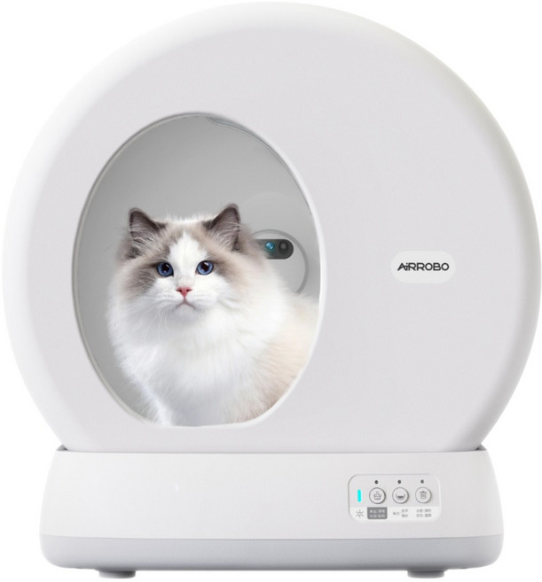 디클펫 자동 고양이 화장실 + C10 Pro 카메라 세트, 화이트, 1세트