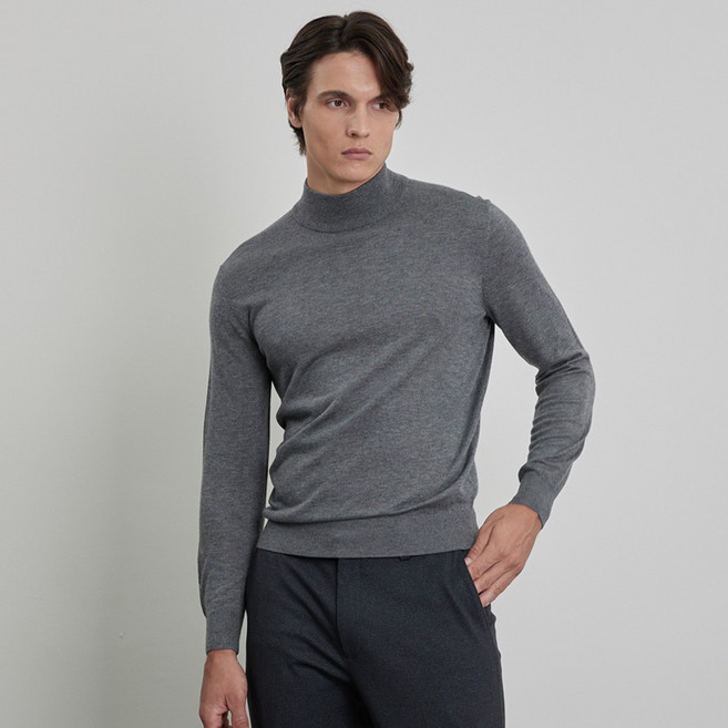 인디안 남성용 워셔블 하프 폴라 니트 MIEBH5F8301