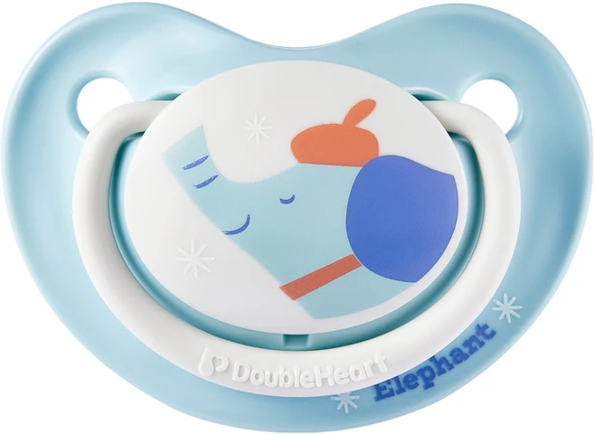 더블하트 디어프렌즈 꿈꾸는코끼리 노리개젖꼭지, S(0~3개월), 블루, 1개 - 쿠팡