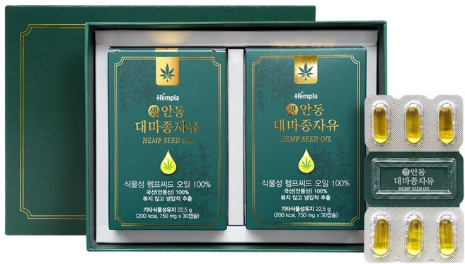 헴플라 생 안동 대마종자유 헴프씨드 오일 22.5g, 30정, 2개
