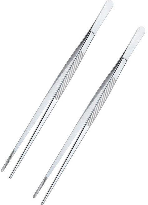 주방용 SUS304 스테인리스 서빙용 고기 핀셋 A형 25cm, 실버, 2개