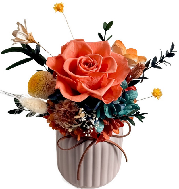 Floral M 花藝 miu miu 午後花園永生擴香花禮 贈香氛油 高質感花禮 橘色 居家擺飾 送禮推薦 1個