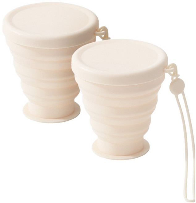 더자카 실리콘 다용도 접이식 양치컵 FREE, 화이트, 2개