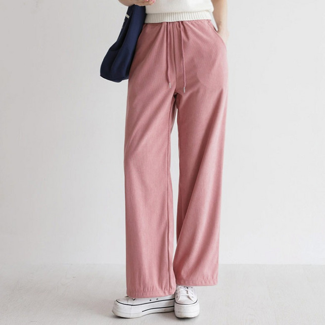 앤드스타일 여성용 애착팬츠 9탄 코듀로이 투웨이 밴딩 와이드 팬츠 264924