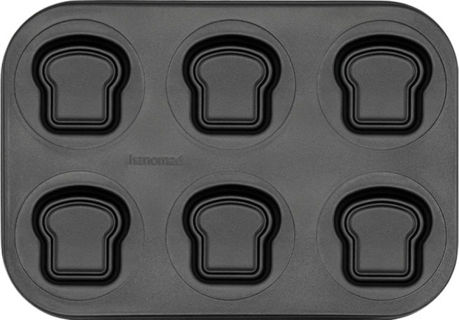 아노마드 식빵모양 마들렌틀 6구 논스틱 코팅팬 블랙, 1개