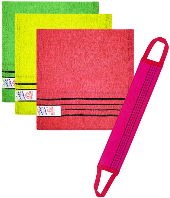 퓨어룸 사각 때타올 3p + 벨트 때타올 세트, 랜덤발송, 1세트