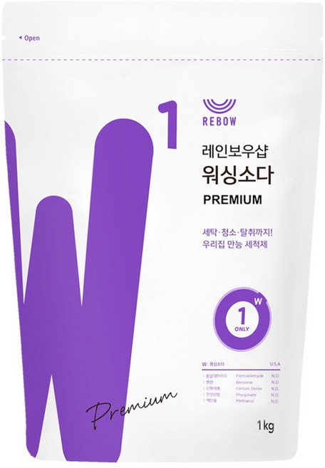 레인보우샵 워싱소다 프리미엄 리필, 1kg, 1개