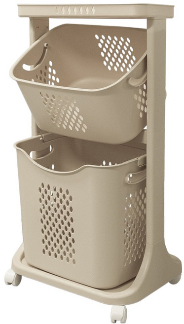 아임홈리빙 LINE 스탠다드 통기성 좋은 2단 빨래바구니, 베이지