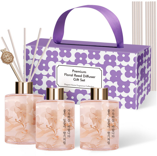 플렌느 프리저브드 플라워 디퓨저 250ml 선물세트, 다우니코튼, 3개